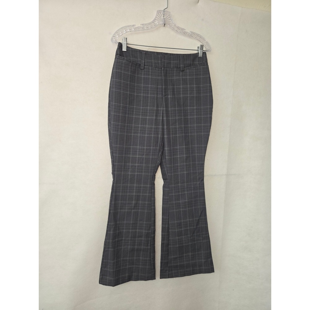 Urban Outfitters Flare Trousers Women 6 Grey Glen Plaid Mid Rise Dress Pants New